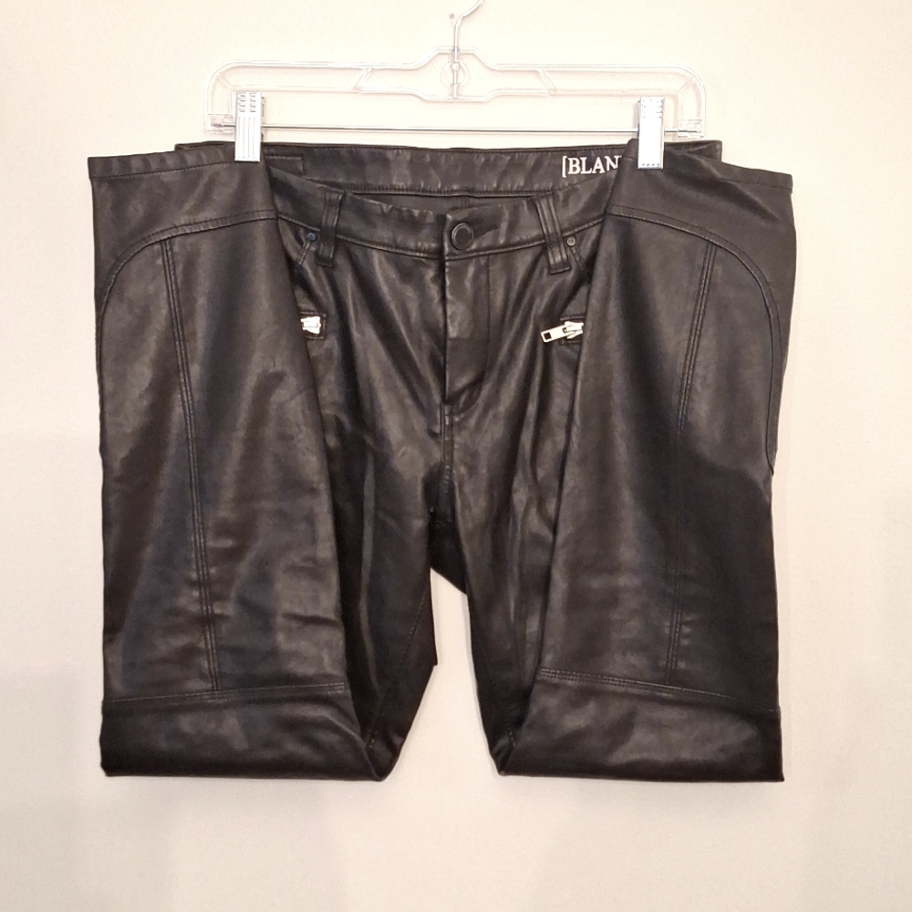EUC black vegan leather moto pants